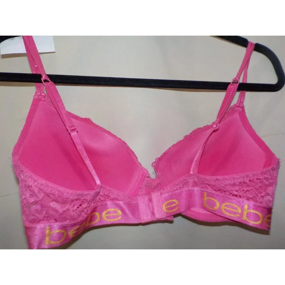 Bebe Underwire Full Coverage Pink Lace Push-Up T-Shirt Bra Size 36D